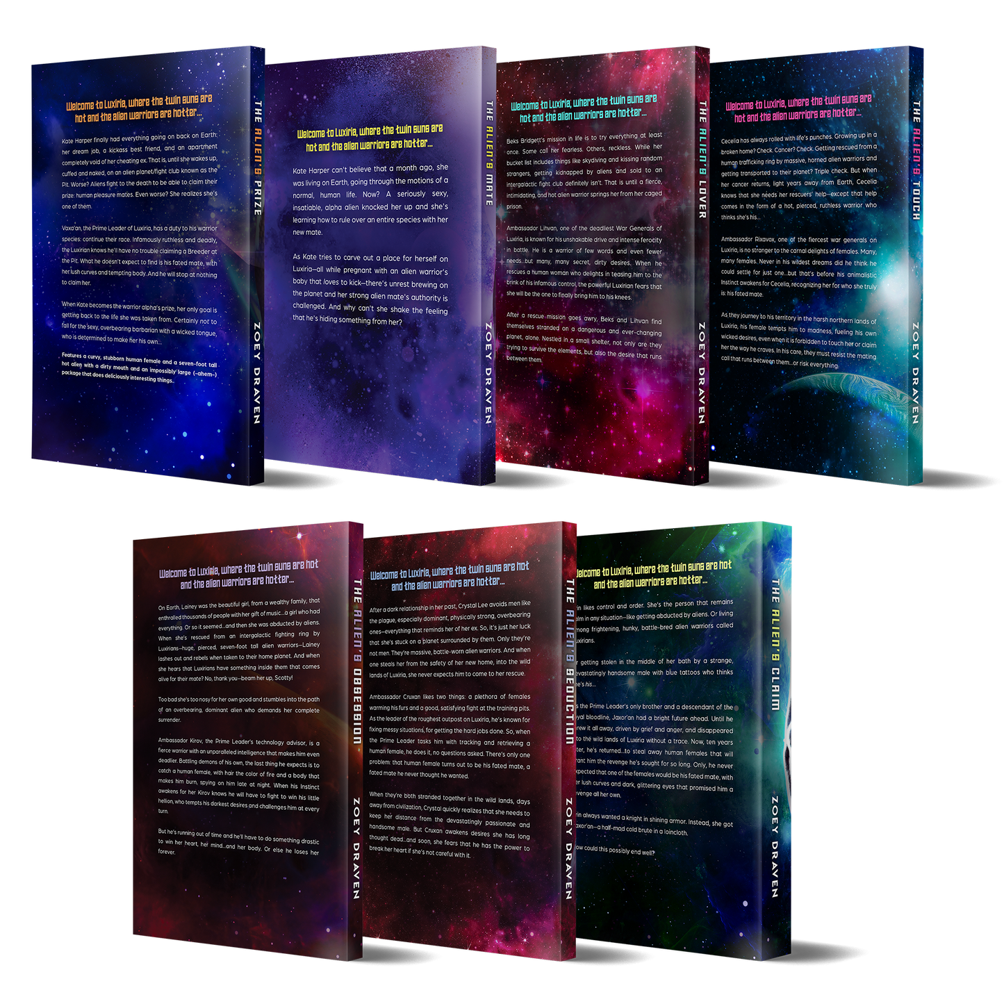 Signed Paperback Set (minus The Alien's Dream) of the Warriors of Luxiria series (old covers)